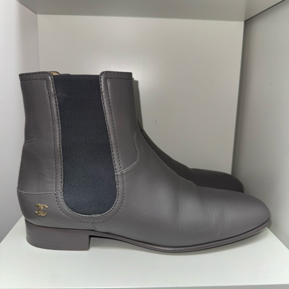 Gray CHANEL Chelsea boot. Gently used